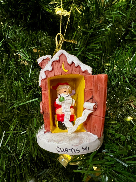 Out-House Santa Ornament