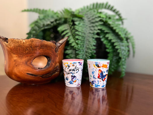 Watercolor Butterfly Shot Glass
