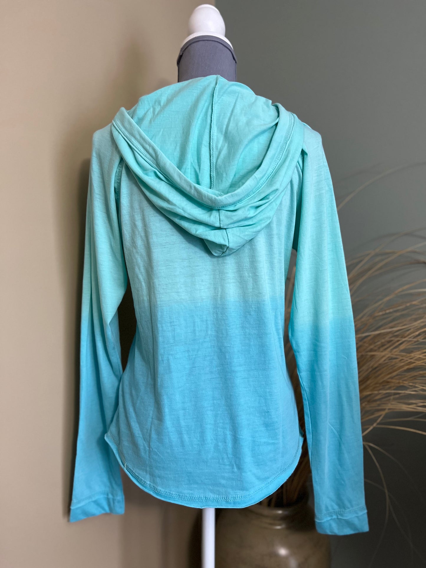 Women's Blue Dipped Hooded Shirt