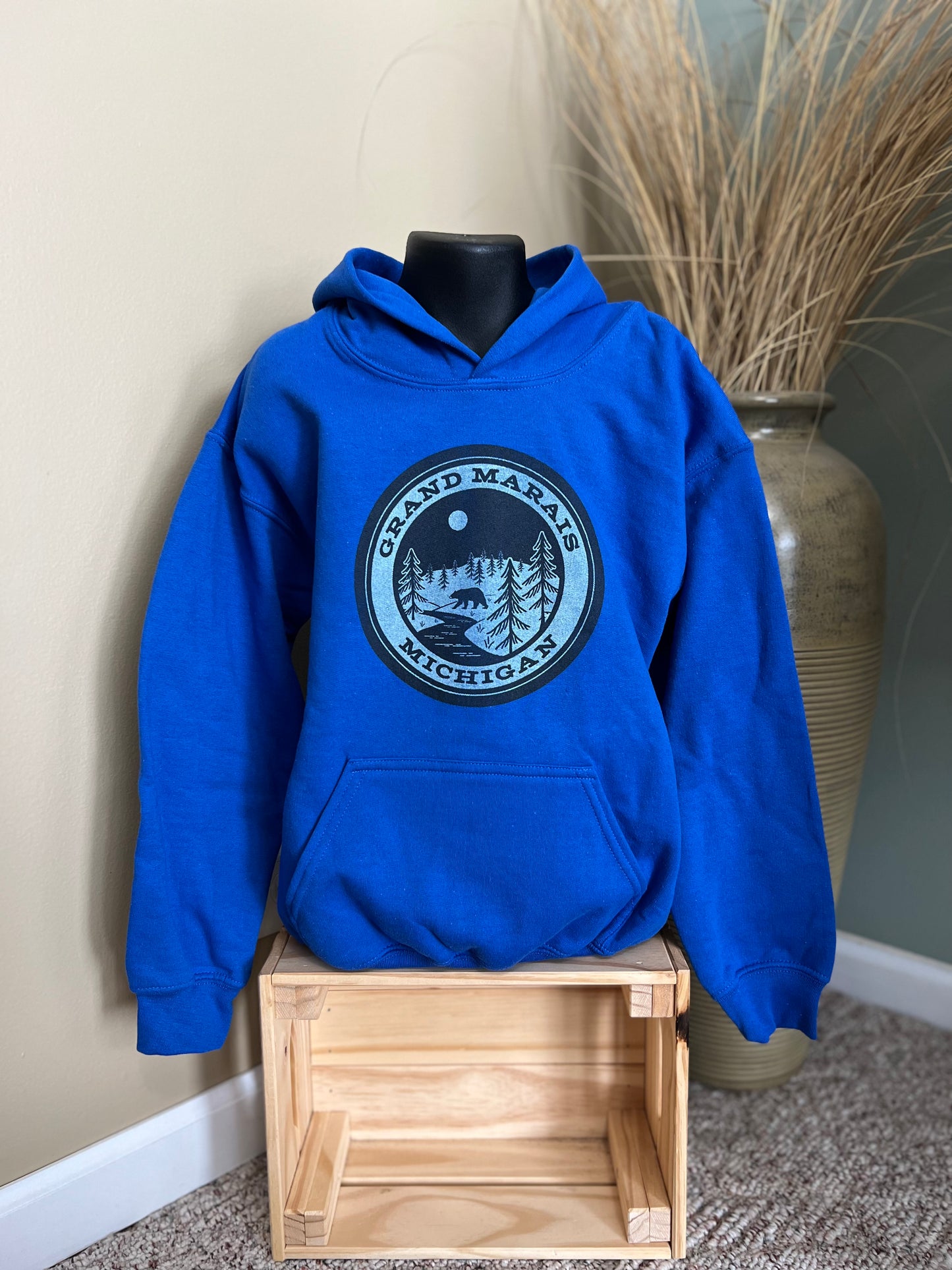 Youth Bear and Pine Hooded Sweatshirt