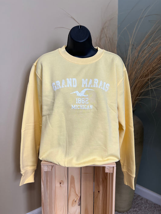 Pale yellow michigan shop sweatshirt