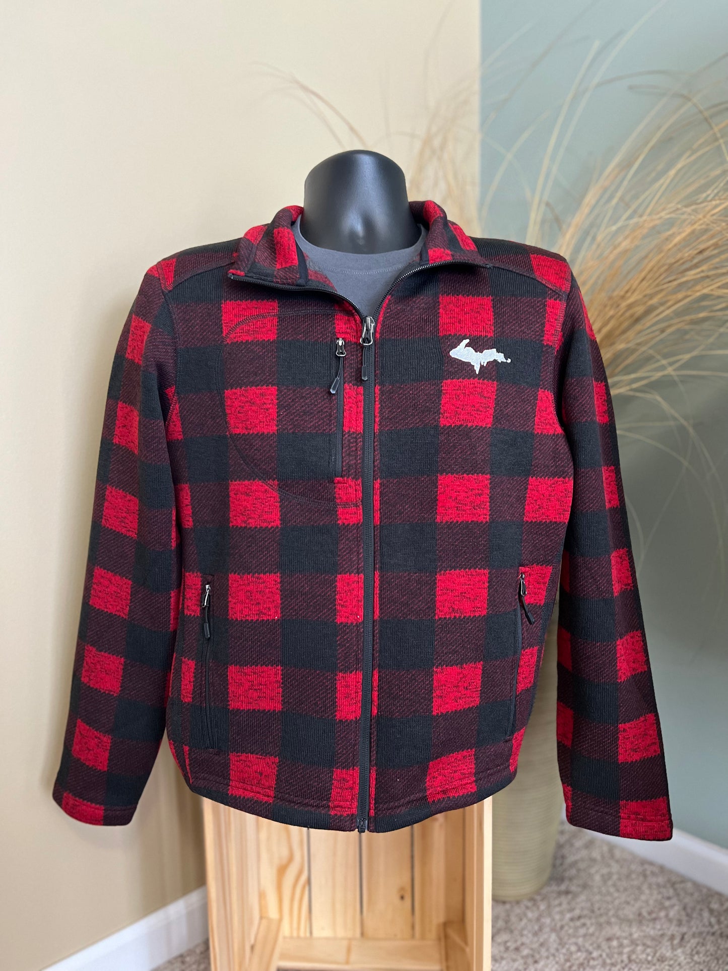 Red Plaid Full-Zip Jacket