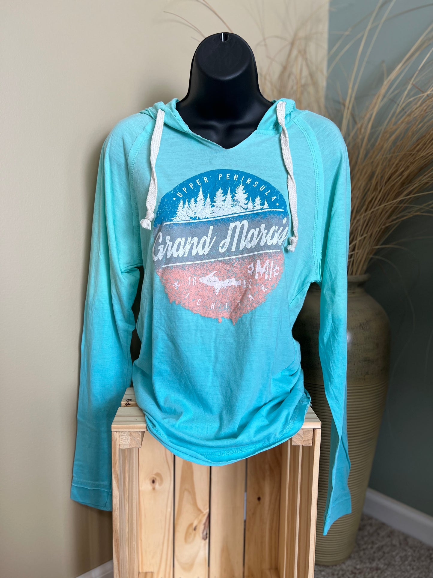 Women's Blue Dipped Hooded Shirt